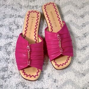 Robert Zur All Leather Slip-On Pink Slides Unique Sandals Made In India